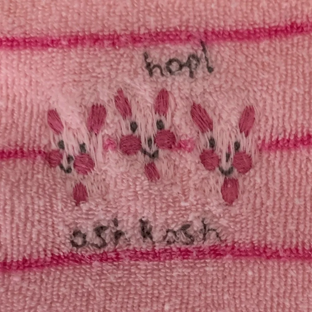 Vintage Oshkosh Baby Footed Sleeper Girls XXL 18M Pink Terry Cloth PJ Striped